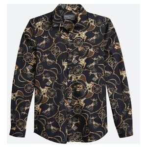 Paisley & Gray Slim Fit Coach Print Sport Shirt Navy XL Stylish Button-Down